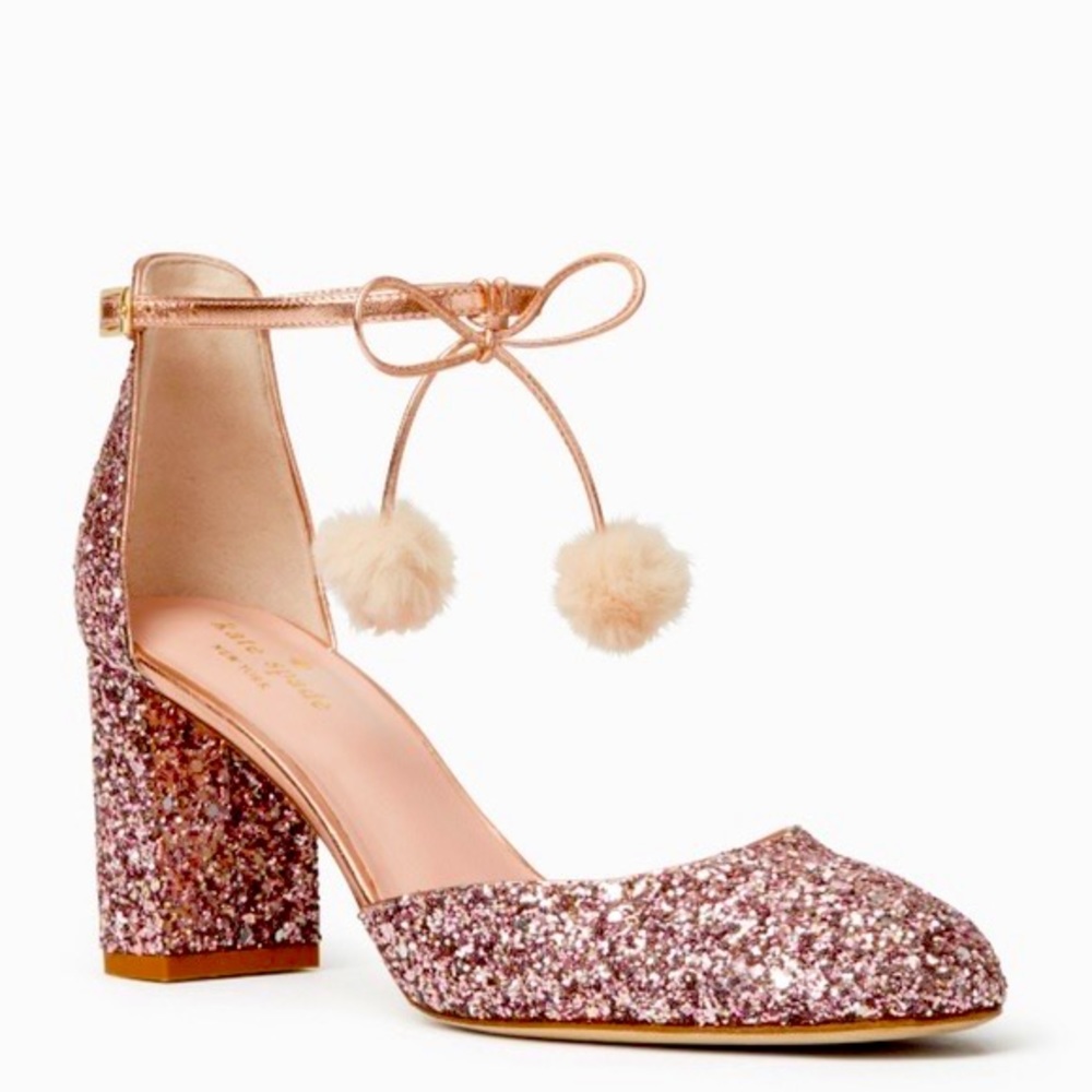 Kate Spade Rose Gold Glitter Abigail Heel